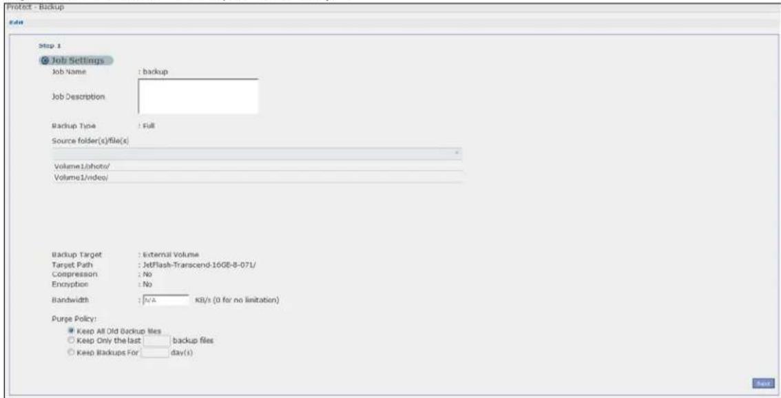 ZYXEL NAS520-8T - Edit Job: Step 1 - 1