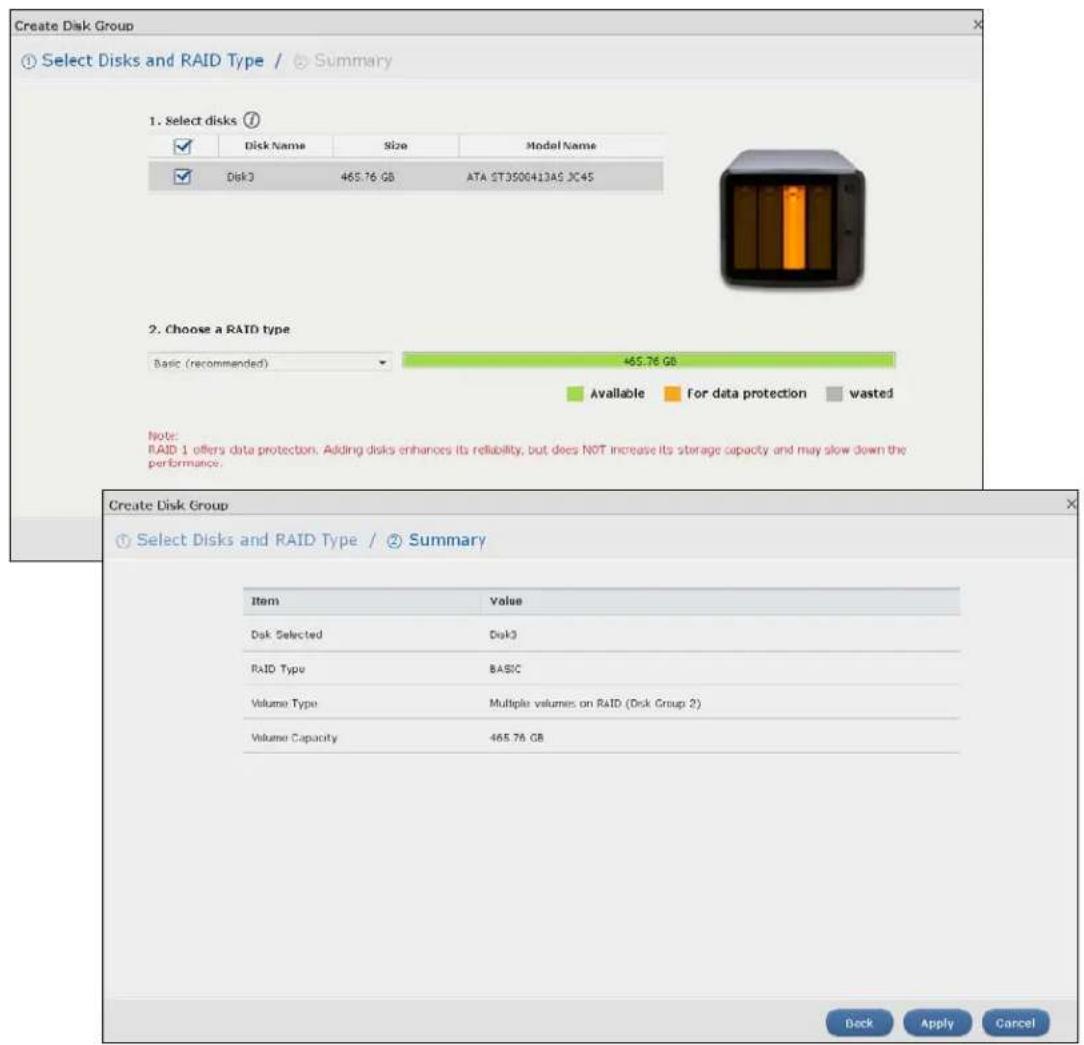 ZYXEL NAS520-8T - Creating a Disk Group - 1