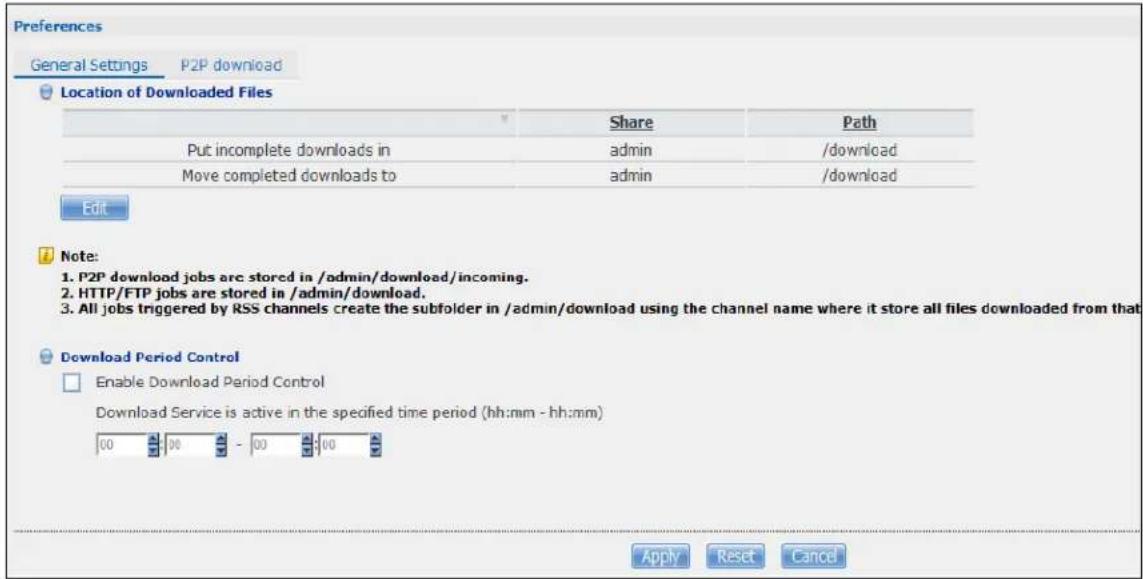 ZYXEL NAS520-8T - Configuring General Download Settings - 1