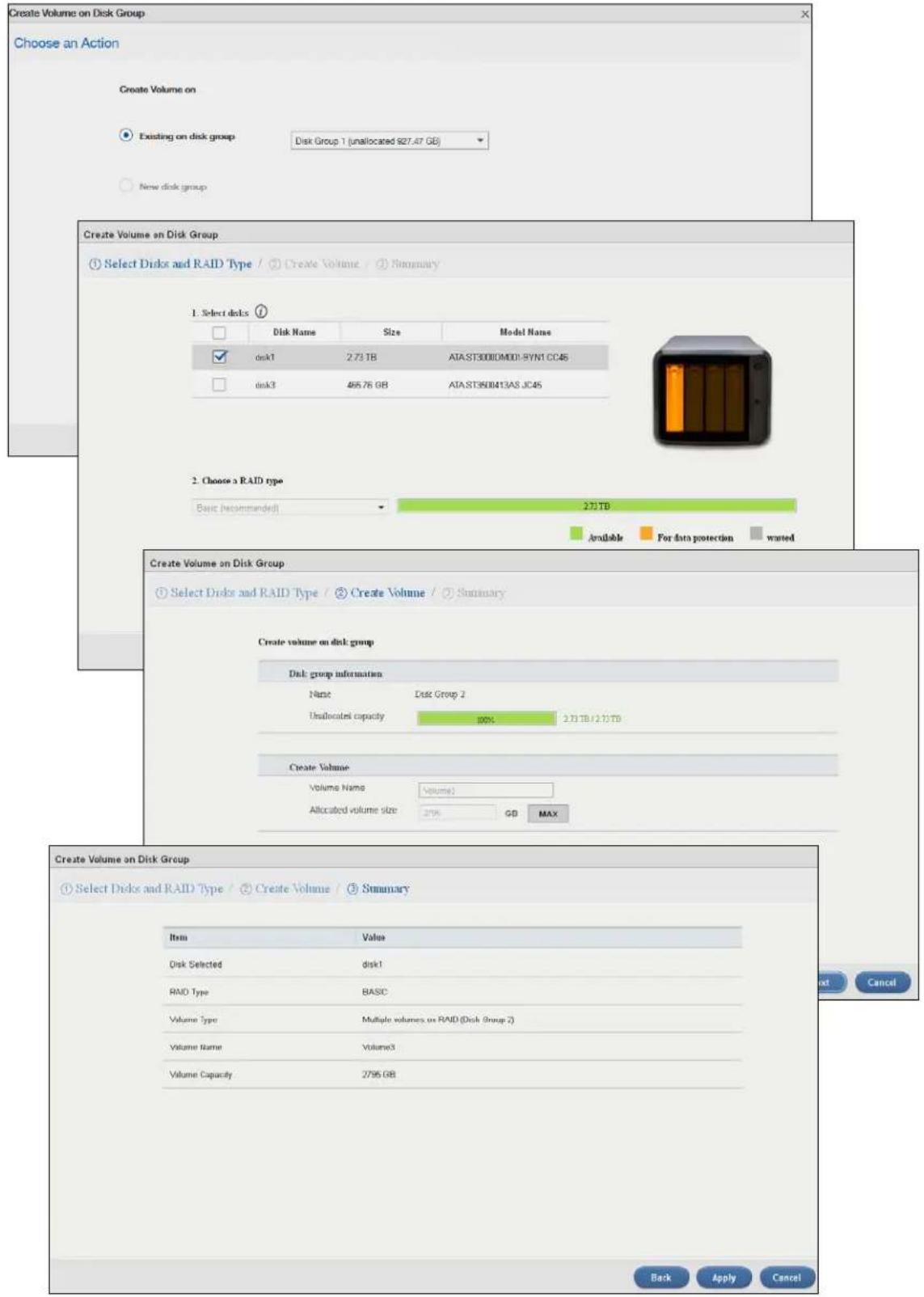 ZYXEL NAS520-8T - Creating a Volume on Disk Group - 2