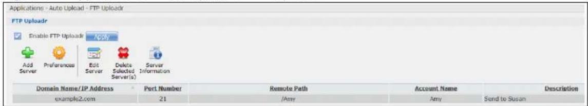 ZYXEL NAS520-8T - FTP Uploadr Screen - 1