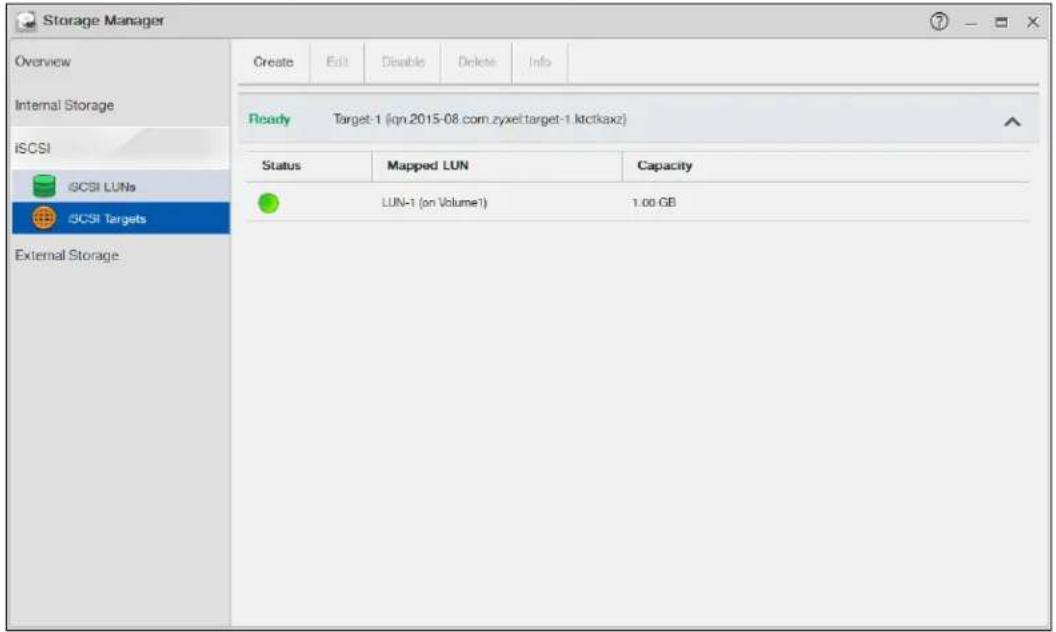 ZYXEL NAS520-8T - iSCSI Targets Screens - 1