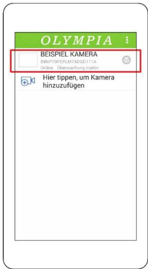 OLYMPIA BEISPIEL KAMERA 89NPT9PEPLM7XDG111A Online Überwachung inaktiv Hier tippen, um Kamera hinzuzufügen