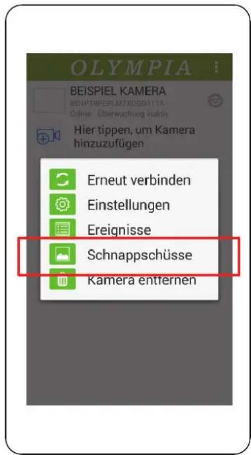 OLEMPIA BEISPIEL KAMERA BSNPT8PEPLM7XDGD11TA Online - Überwachung insaktiv Hier tippen, um Kamera hinzuzufügen Erneut verbinden Einstellungen Ereignisse Schnappschüsse Kamera entfernen