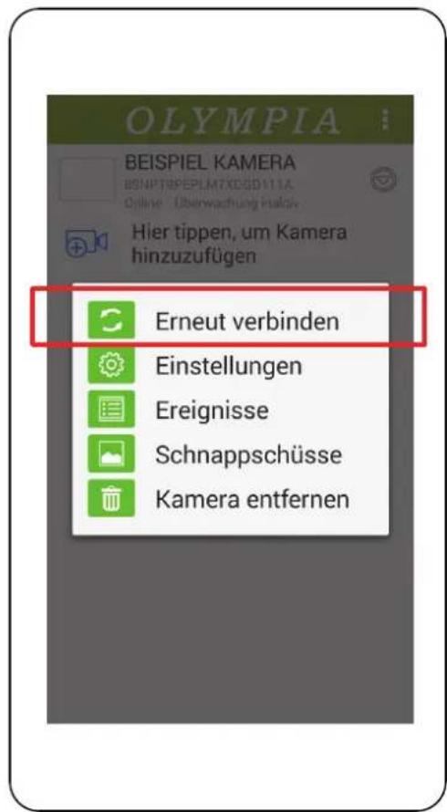 OLYMPIA BEISPIEL KAMERA BSNPTRPEPLM7XDGD111A Online - Überwachung inskav Hier tippen, um Kamera hinzuzufügen Erneut verbinden Einstellungen Ereignisse Schnappschüsse Kamera entfernen