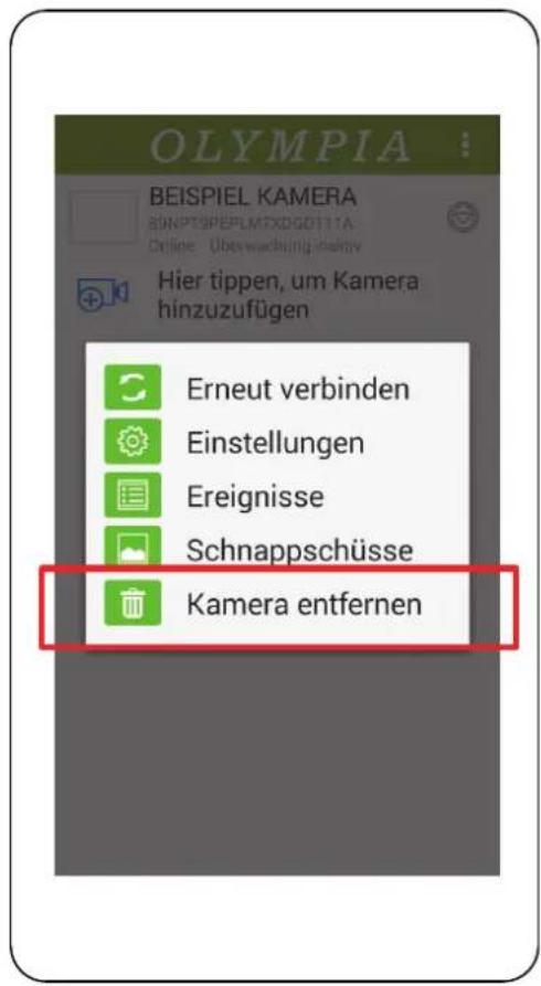 OLYMPIA BEISPIEL KAMERA SINPT9PEPLM7XDG0111A Online: Überwachung Aktiv Hier tippen, um Kamera hinzuzufügen Erneut verbinden Einstellungen Ereignisse Schnappschüsse Kamera entfernen