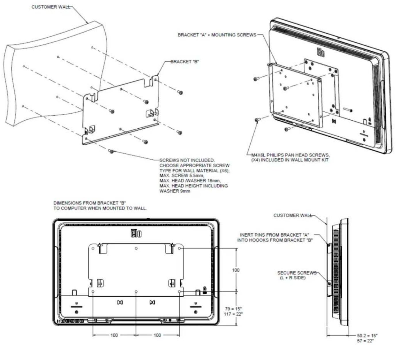ELO E222788 - I-Series Wall Mount Kit (E143088) - 1
