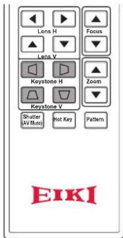 Lens H Focus Lens V Keystone H Zoom Keystone V Shutter (AV Mute) Hot Key Pattern EIKI