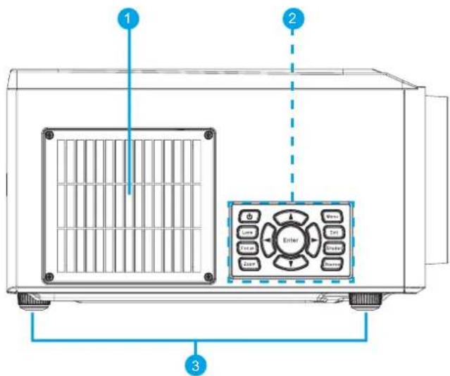 EIKI EK-610U - Ansichten der Projektorteile - 2