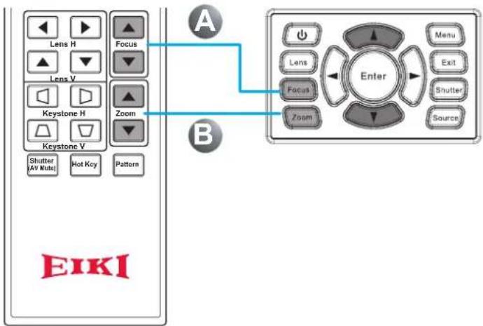 EIKI EK-610U - Zoom, Fokus und Trapezkorrektur anpassen - 1