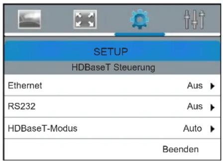 SETUP HDBaseT Steuerung Ethernet AUS ▶ RS232 AUS ▶ HDBaseT-Modus Auto ▶ Beenden