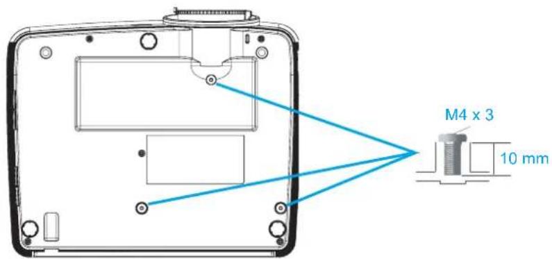 EIKI EK-601W - Warnhinweise zur Deckenmontage des Projektors - 1