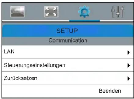 SETUP Communication LAN Steuerungseinstellungen Zurücksetzen Beenden