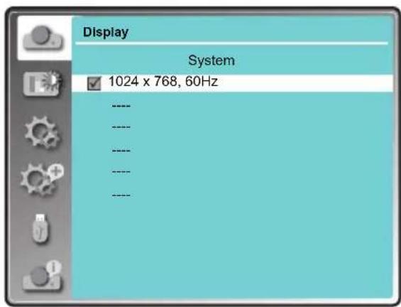 Display System 1024 x 768, 60Hz ---- ---- ---- ---- ----