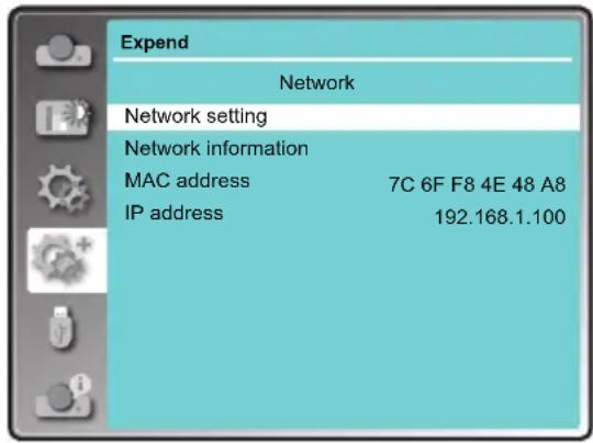 LAN Netzwerkeinstellung DHCP An IP Adresse Subnet Gateway DNS Bestätigen Abbrechen Einstellen OK : Auswählen Esc : Zurück
