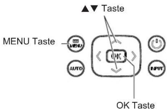 ▲▼ Taste MENU Taste OK AUTO INPUT OK Taste