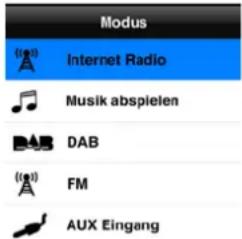 Modus Internet Radio Musik abspielen DAB FM AUX Eingang