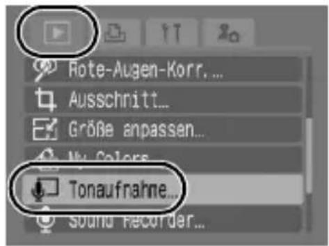 CANON Ixus 82IS - Wählen Sie die Option [Tonaufnahme]. - 4