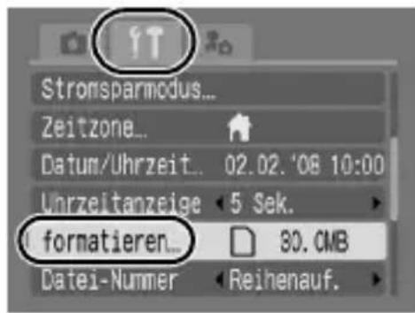 CANON Ixus 82IS - Wählen Sie die Option [formatieren]. - 4