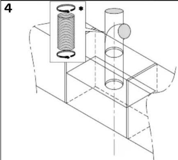 Technical diagram of a mechanical assembly with cylindrical components and rotational indicators (no text or labels)