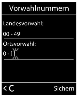 Vorwahlnummern Landesvorwahl: 00 - 49 Ortsvorwahl: 0 - [ ] < Sichern