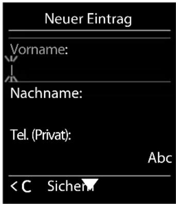 Neuer Eintrag Vorname: Nachname: Tel. (Privat): Abc <C Sichem