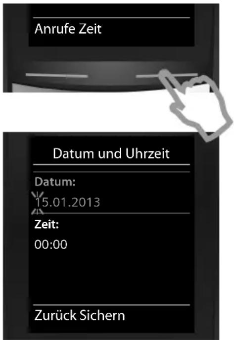 Anrufe Zeit Datum und Uhrzeit Datum: 15.01.2013 Zeit: 00:00 Zurück Sichern