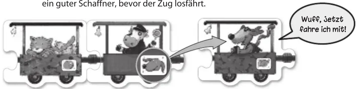 ein guter Schaffner, bevor der Zug losfährt. Wuff, jetzt fahre ich mit!