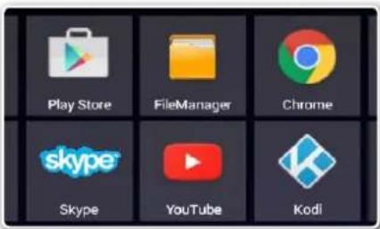Play Store FileManager Chrome skype YouTube Kodi