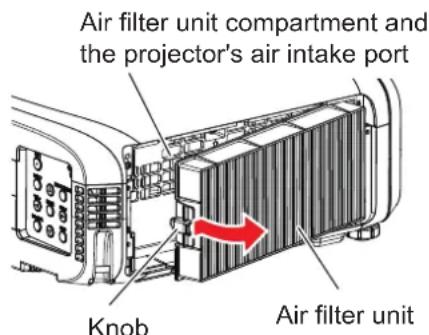 PANASONIC PT-EZ590LE - Removing the air filter unit - 2