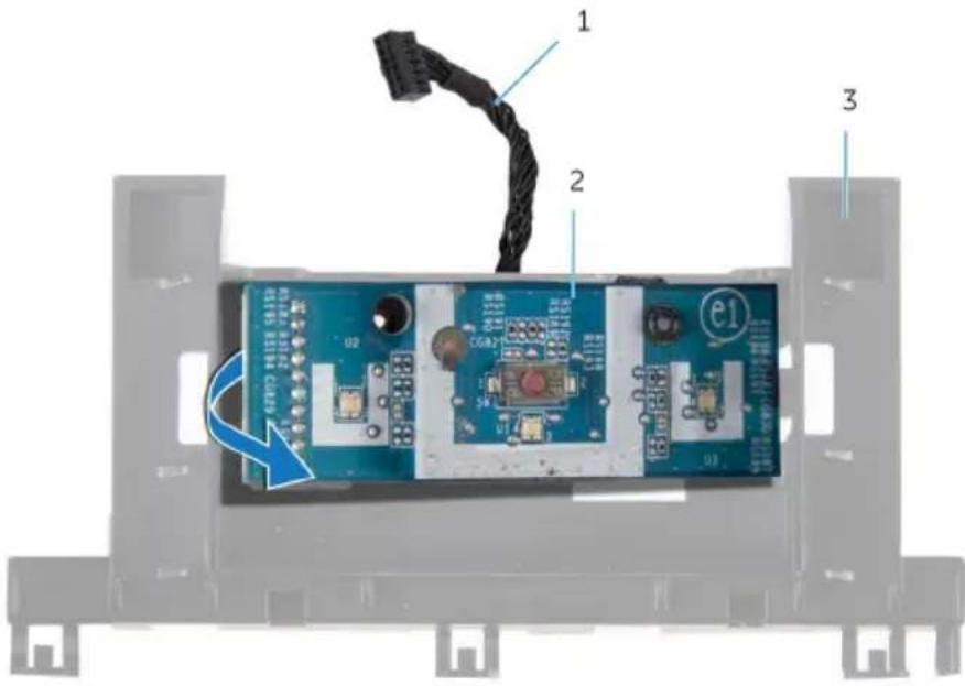 Diagram of an electronic device showing labeled components including a cable, connectors, and a central circuit board with visible pin labels.