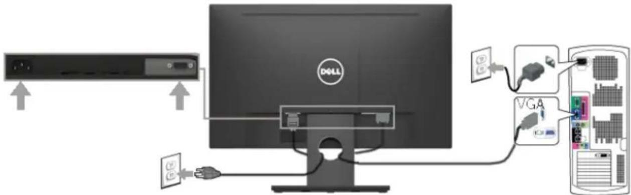 DELL E Series E2016HV - VGA-Kabel anschließen - 1