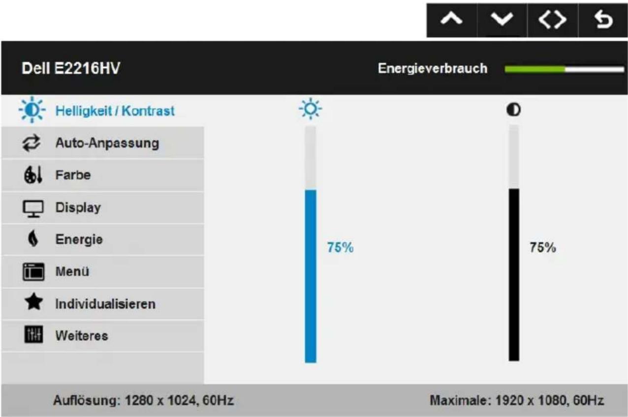 DELL E Series E2016HV - Menüsystem aufrufen - 5