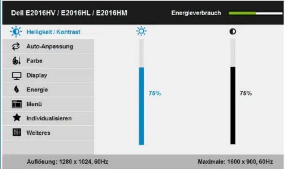 DELL E Series E2016HV - Menüsystem aufrufen - 10