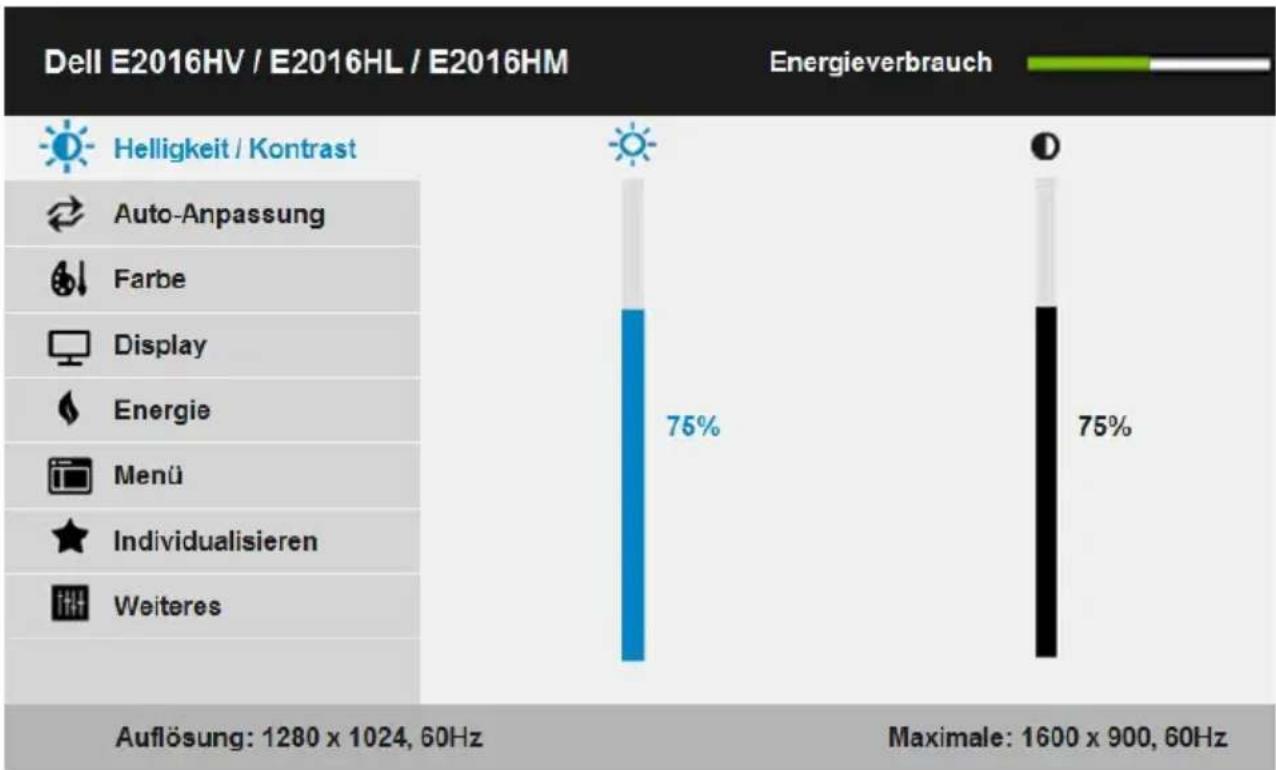DELL E Series E2016HV - Menüsystem aufrufen - 4