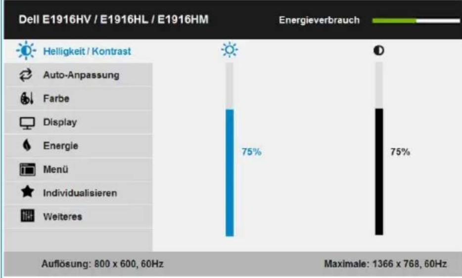 DELL E Series E2016HV - Menüsystem aufrufen - 8