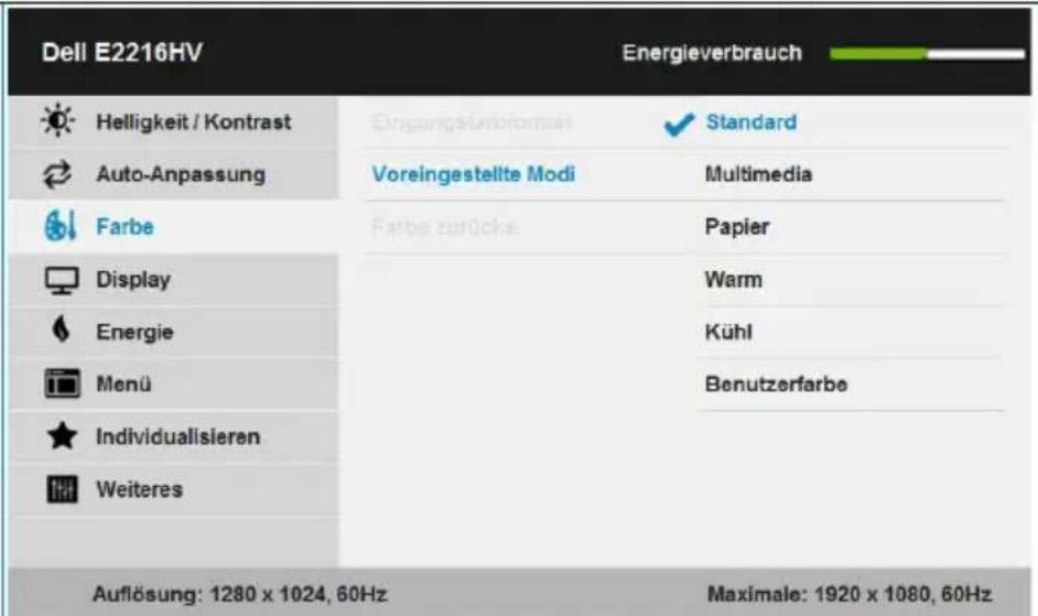 DELL E Series E2016HV - Menüsystem aufrufen - 18