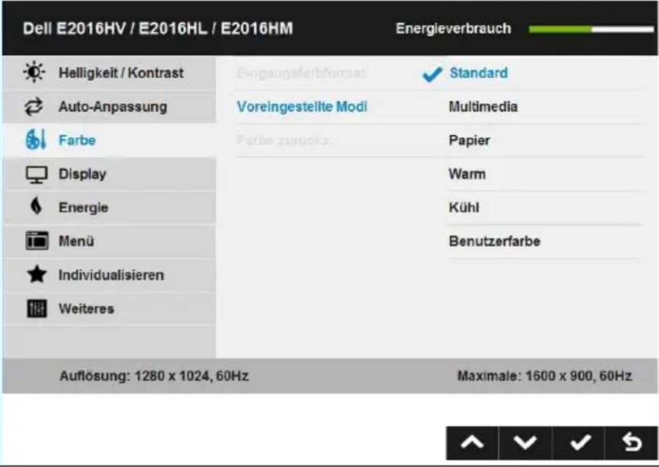 DELL E Series E2016HV - Menüsystem aufrufen - 17