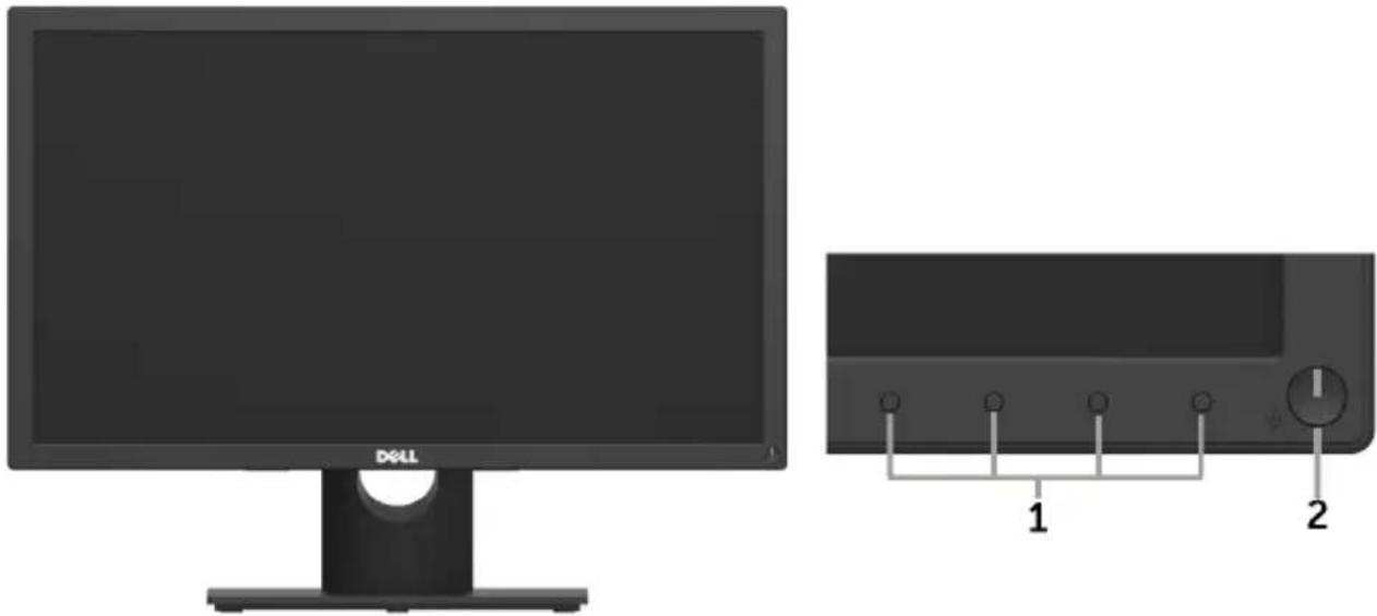 DELL E Series E2016HV - Übersicht über Einzelteile und Bedienelemente - 1