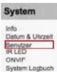 System Info Datum & Uhrzeit Benutzer IR LED ONVIT® System Logbuch