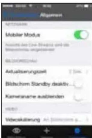 Abgeman Mobilier Modus Aktualserungszahl Bildschum Standby deaktiv... KameraName ausblenden Vidovskulierung An biloskurs in g...