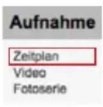 Aufnahme Zeitplan Video Fotoserie