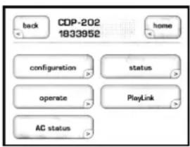 back CDP-202 1833952 home configuration status operate PlayLink AC status