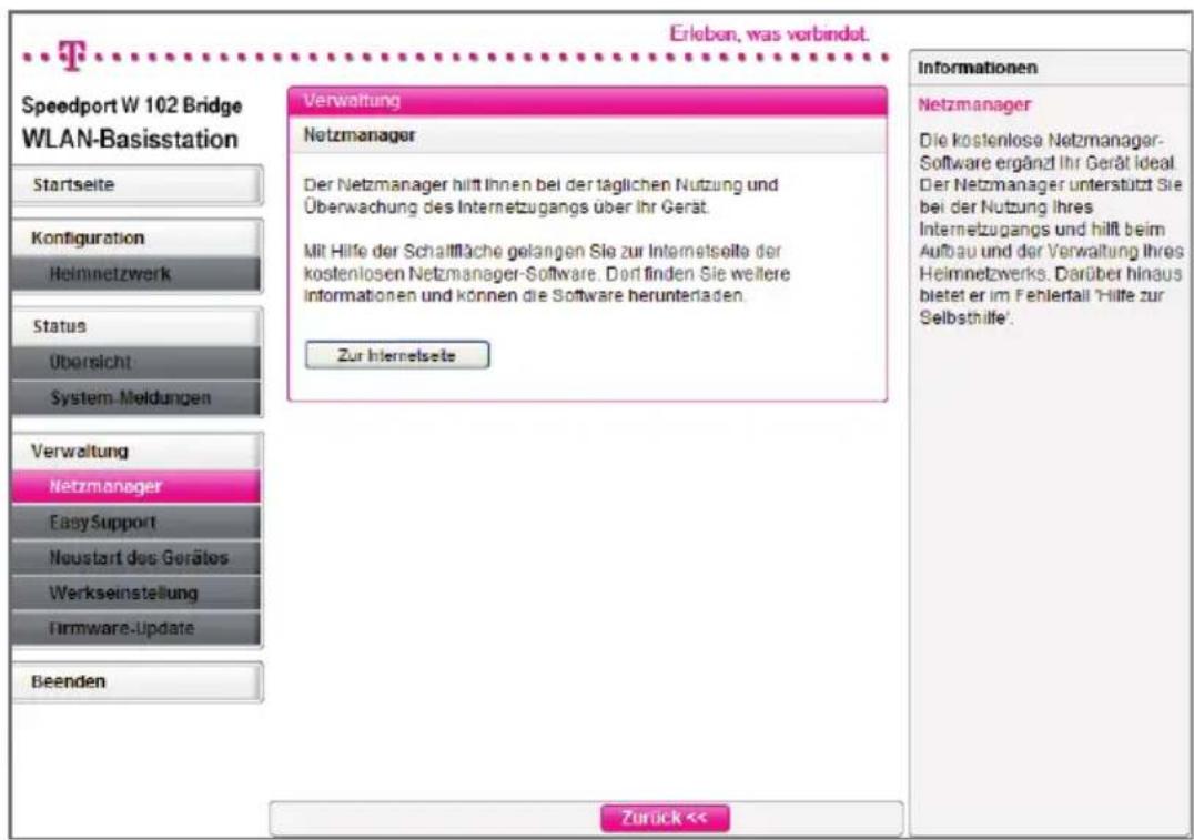 T-Mobile Speedport W102 Bridge - Netzmanager. - 1