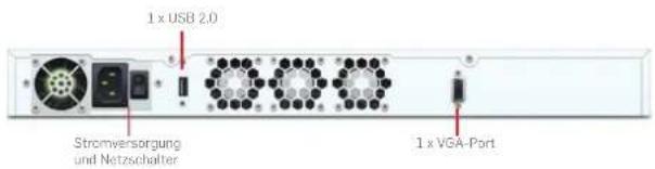 1 x USB 2.0 Stromversorgung und Netzschalter 1 x VGA-Port