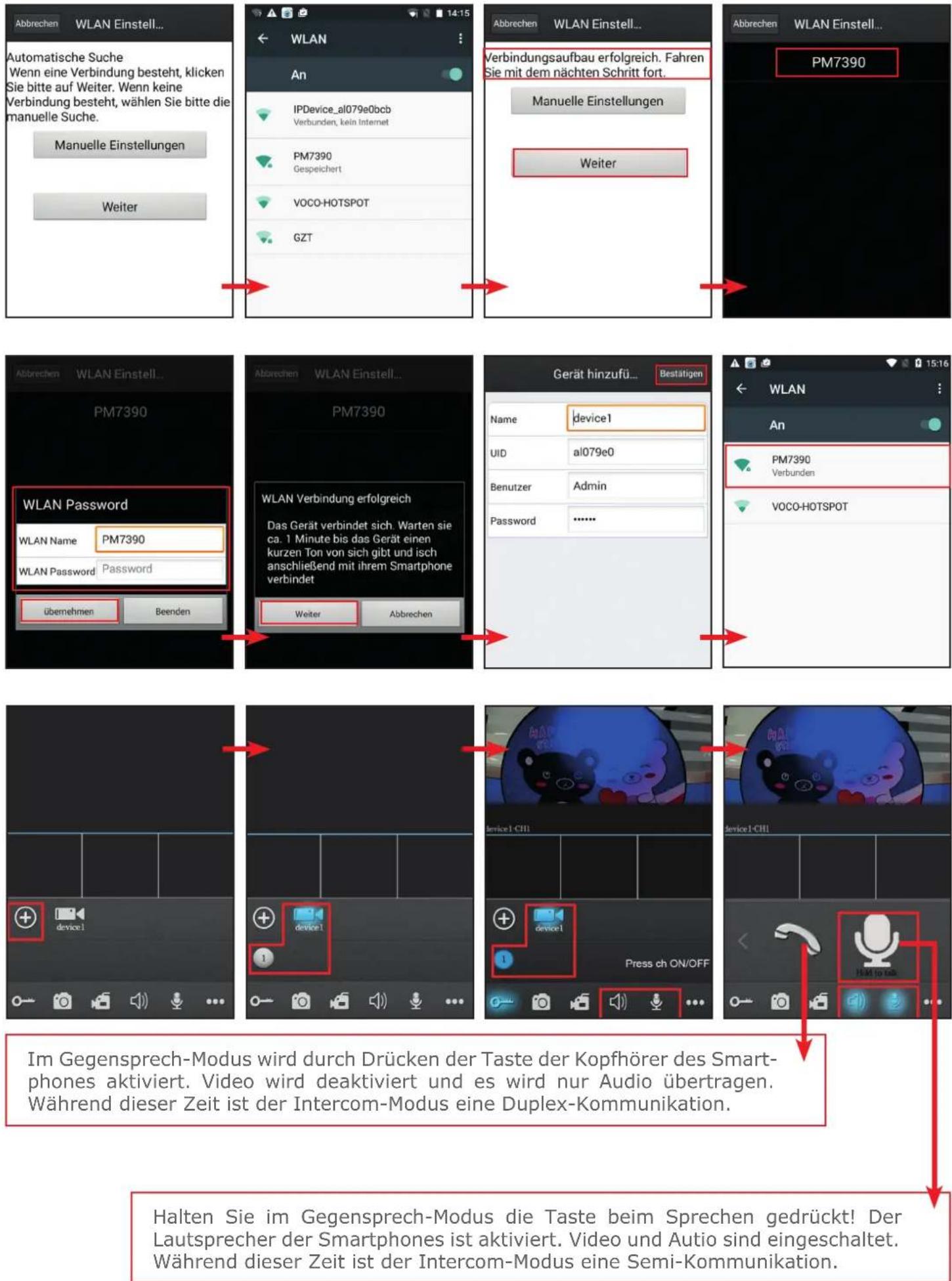 Schwaiger ZHK17 - Im folgenden Diagramm verwenden wir ein Smartphone mit Android-System zu einer IP-Kamera. Die Anwendung eines iPhone/iPad mit iOS-System ist ähnlich. - 2