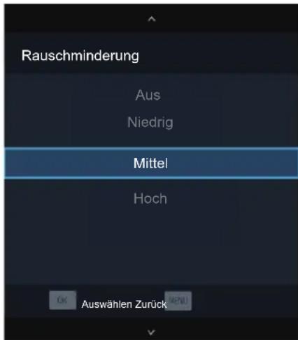 Rauschminderung Aus Niedrig Mittel Hoch ÖK Auswählen Zurück APU