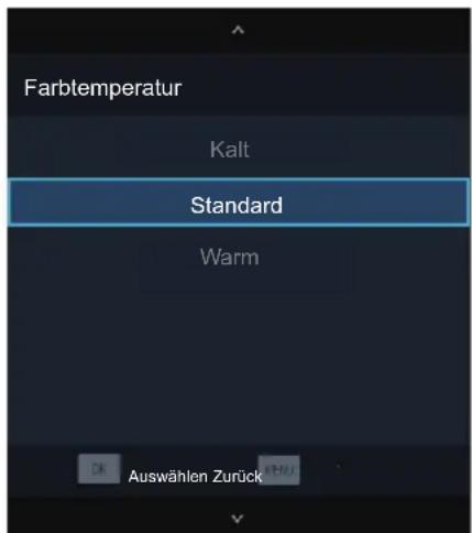 Farblemperatur Kalt Standard Warm Auswählen Zurück