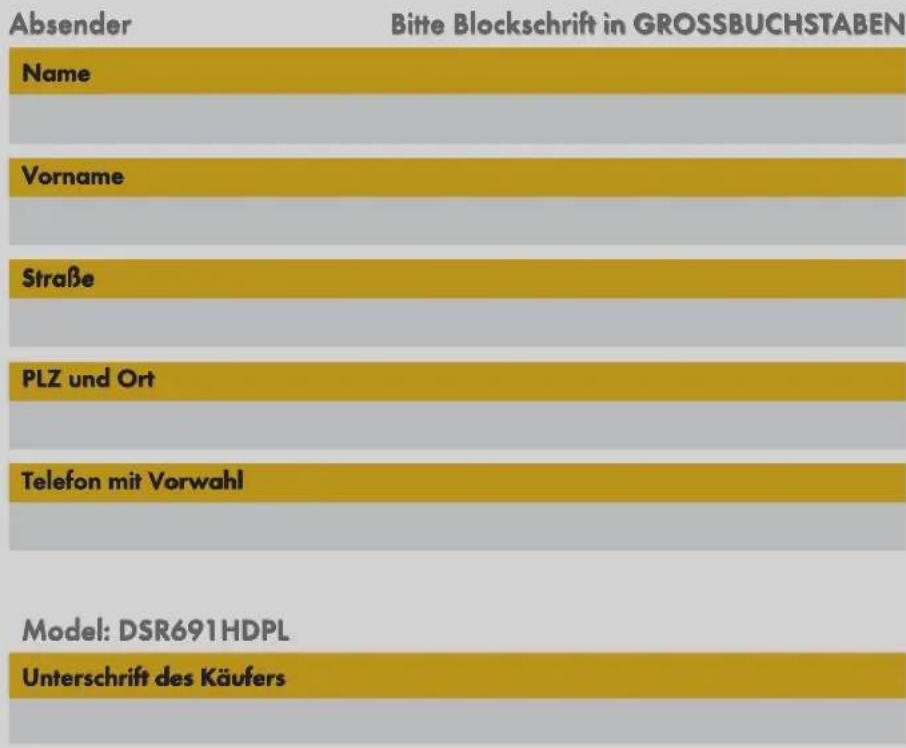 Schwaiger DSR691HDPL - Abwicklungsformular für defekte Geräte. - 1