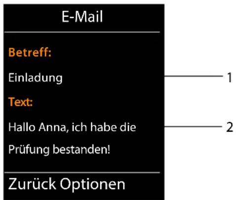 E-Mail Betreff: Einladung Text: Hallo Anna, ich habe die Prüfung bestanden! Zurück Optionen 1 2